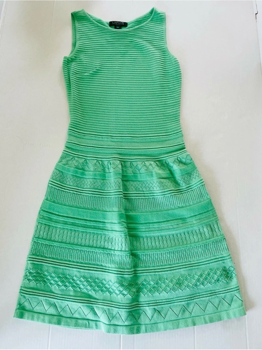 LAUREN RALPH LAUREN Ribbed-Knit Sleeveless Green Sweater Dress- Sz XS